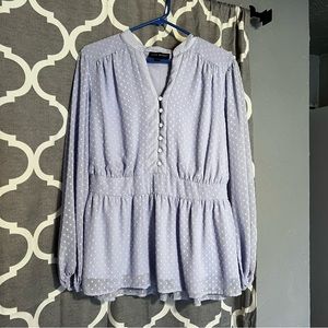 Lane Bryant Lavender Swiss Dot Peplum Blouse